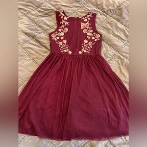 Embroidered Burgundy Dress Size Medium new with tags